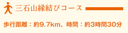 三石山縁結びコース歩行距離約9.7km、時間3時間30分